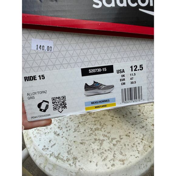 NEW Saucony Ride 15 Men’s 12.5 Running Shoes Gray Blue PWRRUN Road Runner main image 6